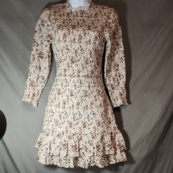 Veronica Beard Trendy Cream Floral Long Sleeve Dress - Picture 1 of 8
